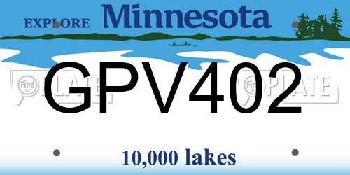 GPV402 Minnesota License Plate