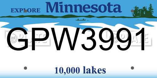 GPW3991 Minnesota License Plate