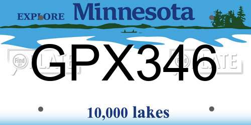 GPX346 Minnesota License Plate