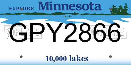 GPY2866 Minnesota License Plate