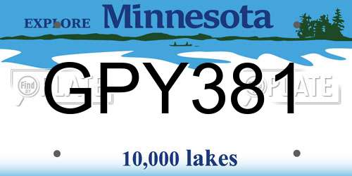 GPY381 Minnesota License Plate