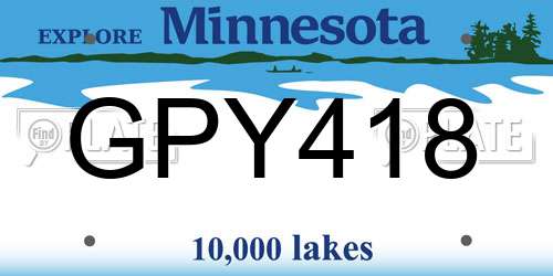 GPY418 Minnesota License Plate
