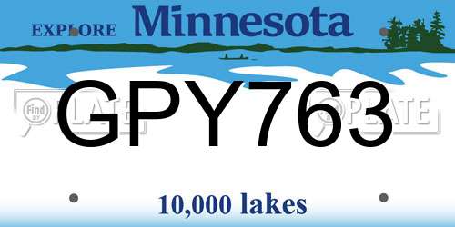GPY763 Minnesota License Plate
