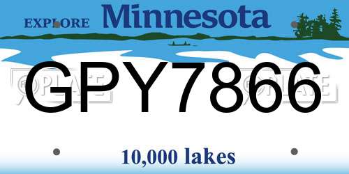 GPY7866 Minnesota License Plate