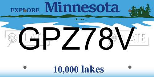GPZ78V Minnesota License Plate