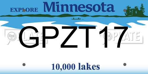 GPZT17 Minnesota License Plate