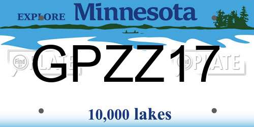 GPZZ17 Minnesota License Plate