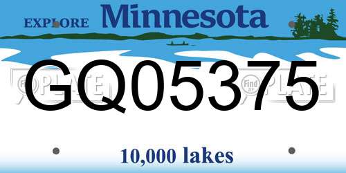 GQ05375 Minnesota License Plate