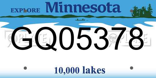 GQ05378 Minnesota License Plate