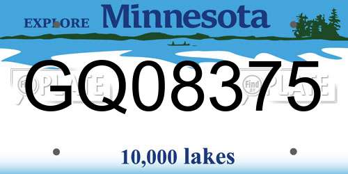 GQ08375 Minnesota License Plate