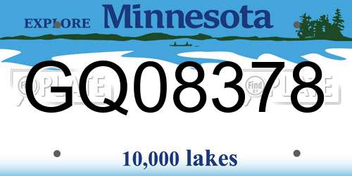 GQ08378 Minnesota License Plate