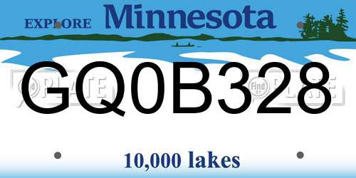 GQ0B328 Minnesota License Plate
