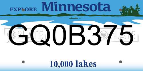 GQ0B375 Minnesota License Plate