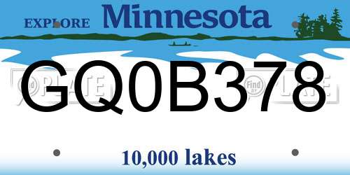 GQ0B378 Minnesota License Plate