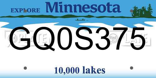 GQ0S375 Minnesota License Plate