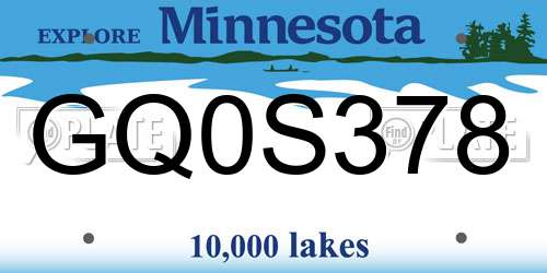 GQ0S378 Minnesota License Plate