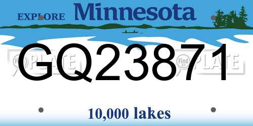 GQ23871 Minnesota License Plate