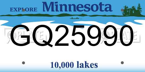 GQ25990 Minnesota License Plate