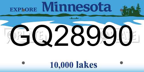 GQ28990 Minnesota License Plate