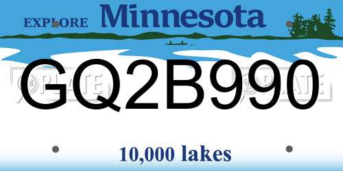 GQ2B990 Minnesota License Plate