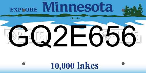 GQ2E656 Minnesota License Plate