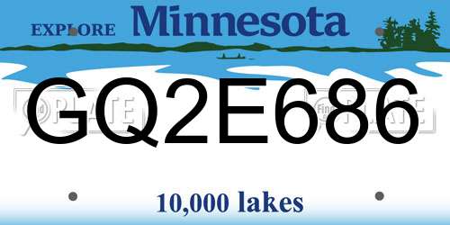 GQ2E686 Minnesota License Plate