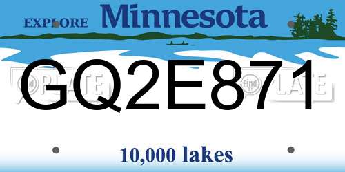 GQ2E871 Minnesota License Plate