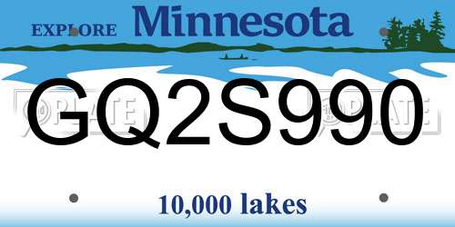 GQ2S990 Minnesota License Plate