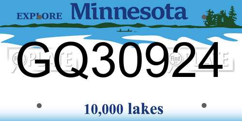 GQ30924 Minnesota License Plate