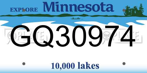 GQ30974 Minnesota License Plate