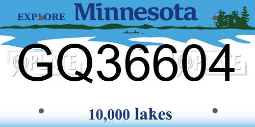 GQ36604 Minnesota License Plate