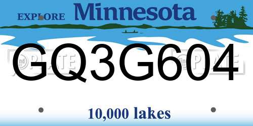 GQ3G604 Minnesota License Plate
