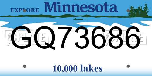 GQ73686 Minnesota License Plate