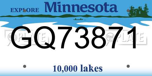 GQ73871 Minnesota License Plate