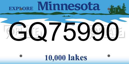 GQ75990 Minnesota License Plate
