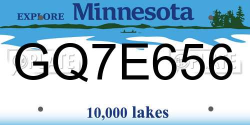 GQ7E656 Minnesota License Plate