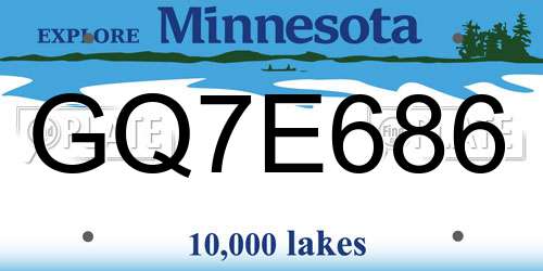 GQ7E686 Minnesota License Plate