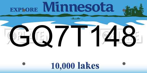 GQ7T148 Minnesota License Plate