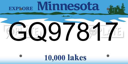 GQ97817 Minnesota License Plate