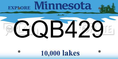 GQB429 Minnesota License Plate