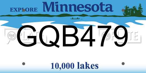 GQB479 Minnesota License Plate