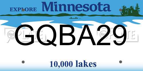 GQBA29 Minnesota License Plate