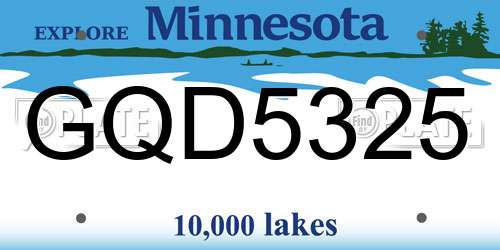 GQD5325 Minnesota License Plate