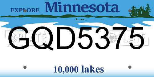 GQD5375 Minnesota License Plate