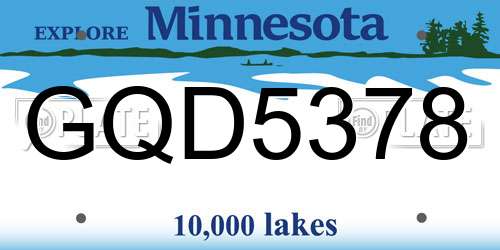 GQD5378 Minnesota License Plate