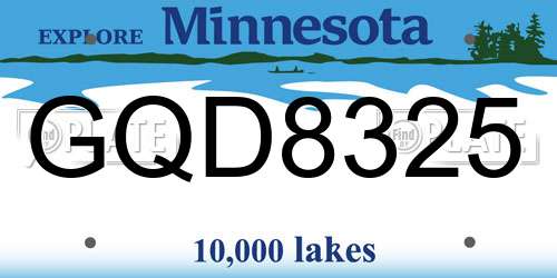 GQD8325 Minnesota License Plate