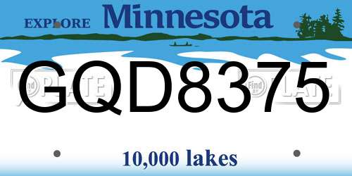GQD8375 Minnesota License Plate