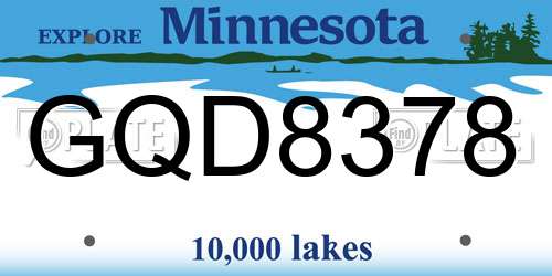 GQD8378 Minnesota License Plate