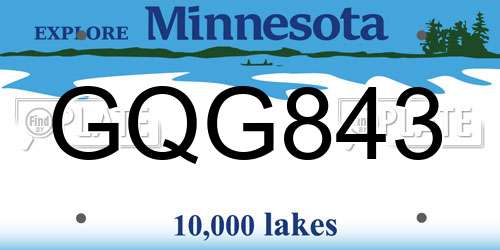 GQG843 Minnesota License Plate