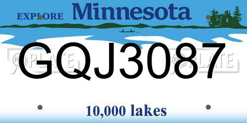 GQJ3087 Minnesota License Plate